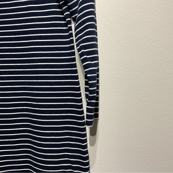Classic Ralph Lauren Navy/White Blue Stripped Dress Size S. MIDI Length Coastal - Picture 5 of 6